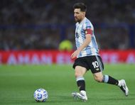 Argentina captain Lionel Messi looks on.